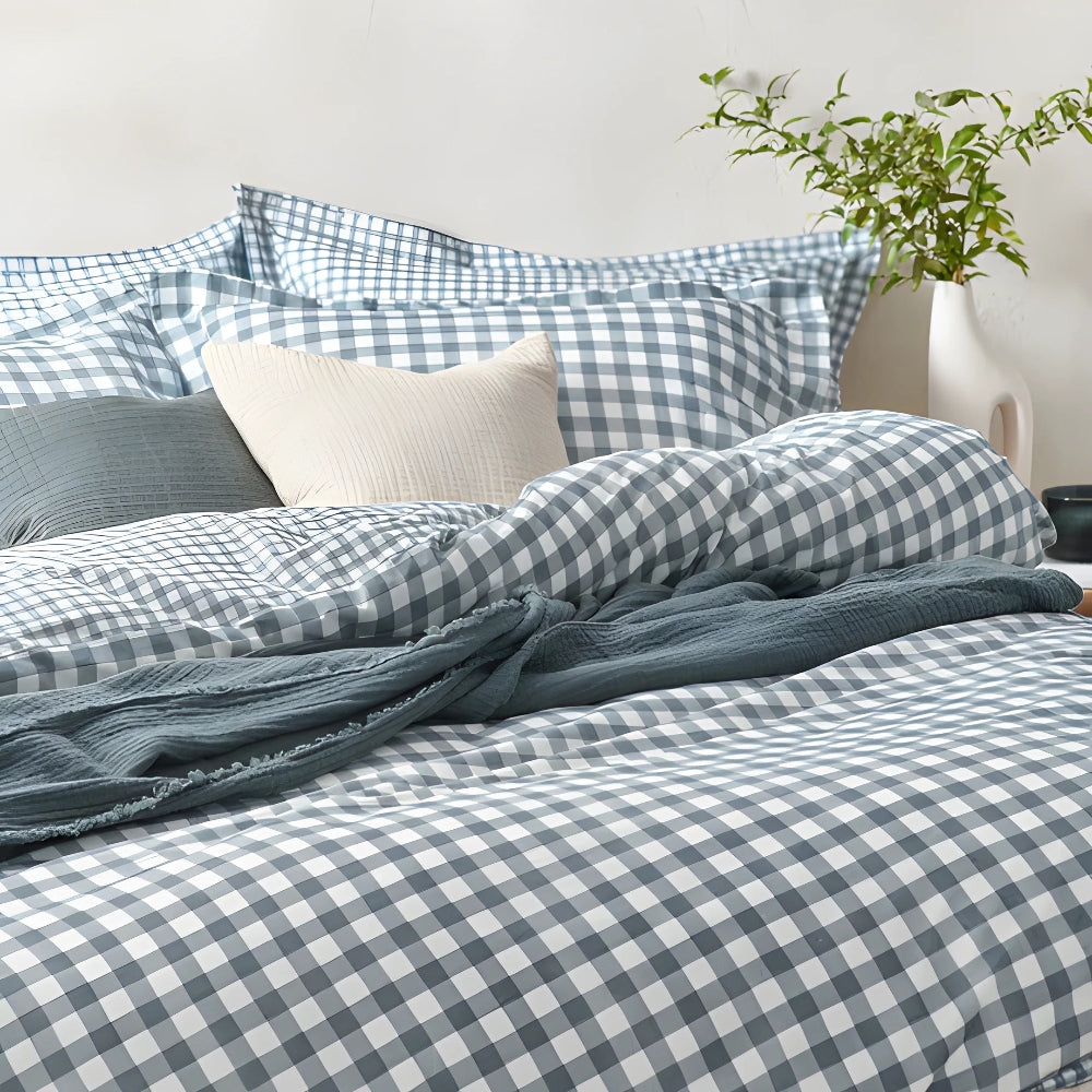 Barton Gingham Check Duvet Cover Set - 100% Cotton