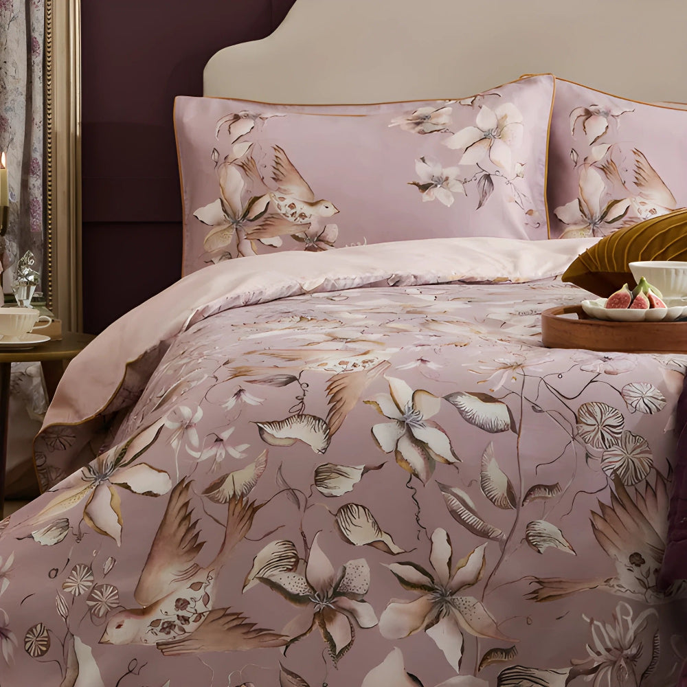 Floella Printed Duvet Cover Set Purple