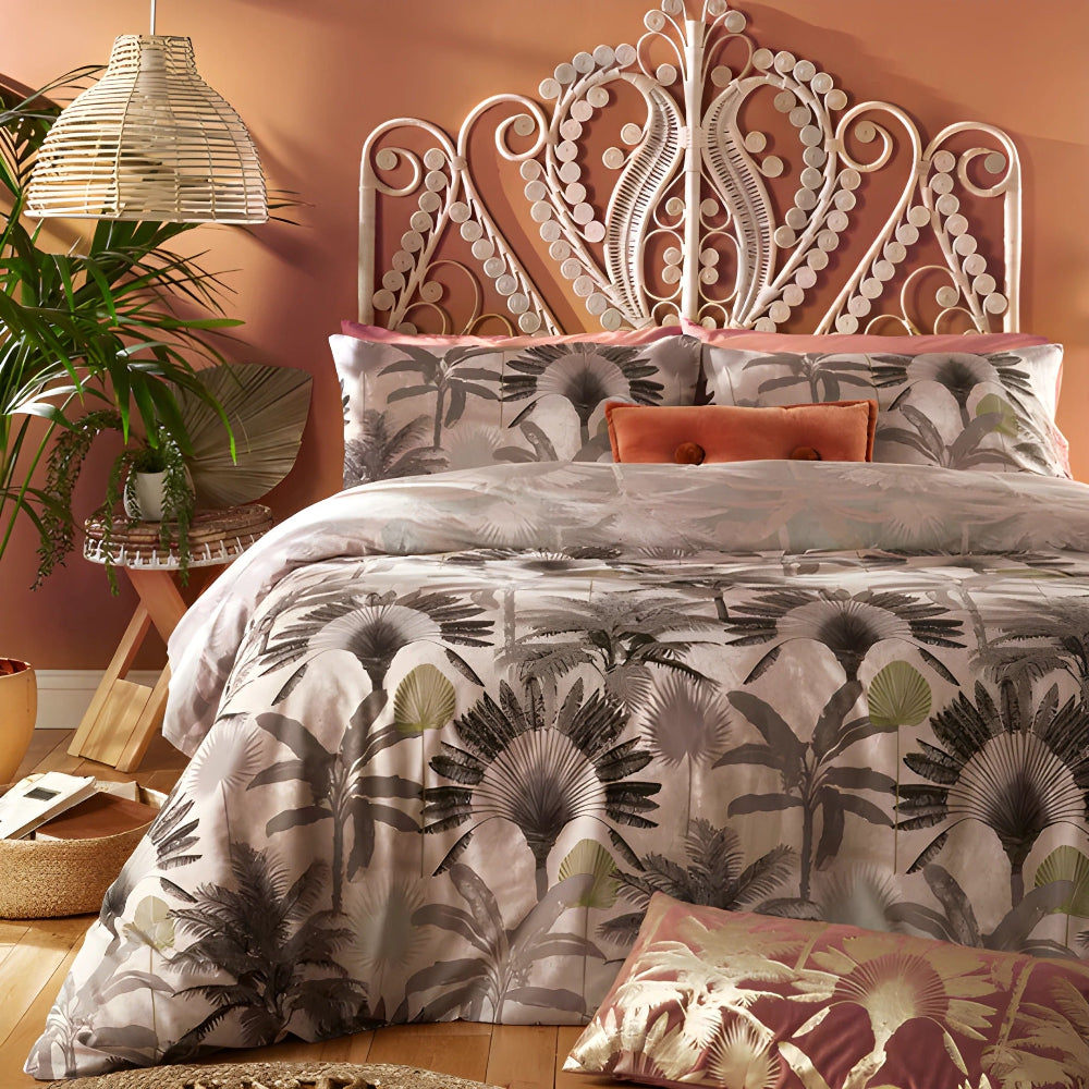 Malaysian Palm Duvet Cover Set Blush
