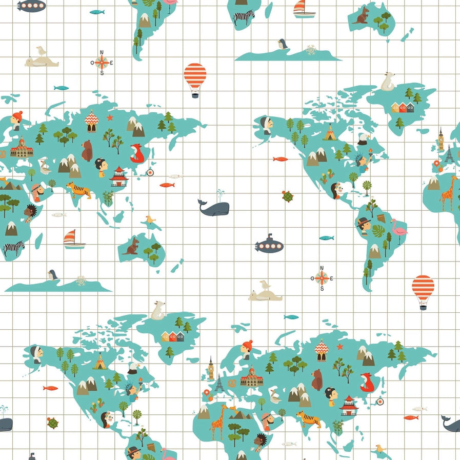 World Map 100% Soft Cotton Duvet Cover