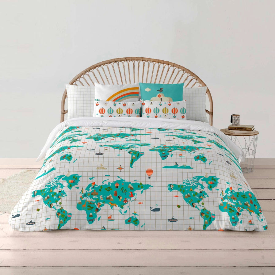 World Map 100% Soft Cotton Duvet Cover