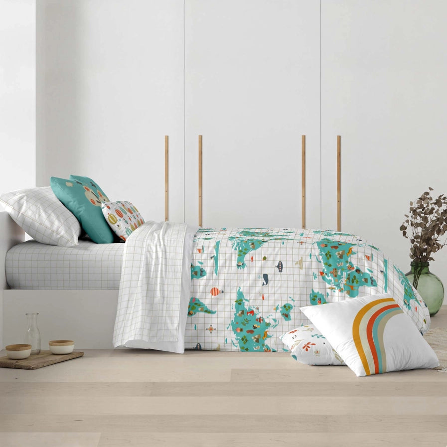 World Map 100% Soft Cotton Duvet Cover