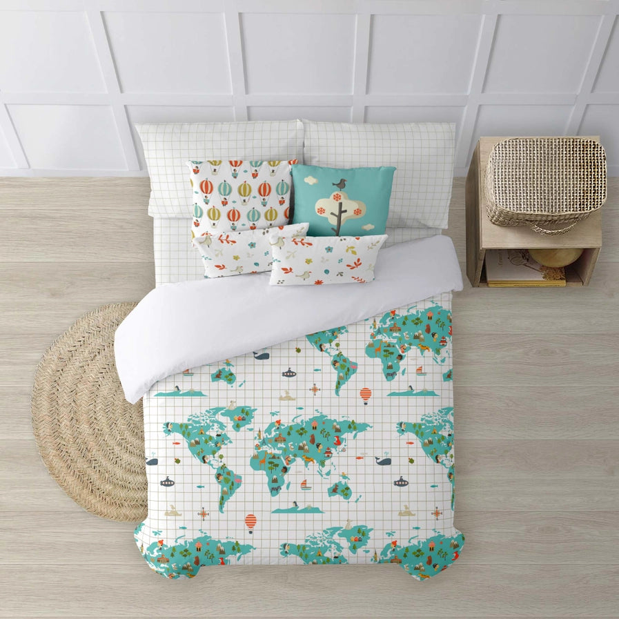 World Map 100% Soft Cotton Duvet Cover