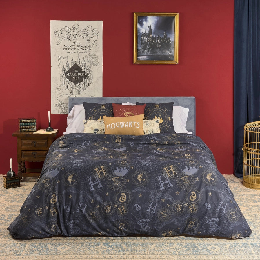 Harry Potter Hogwarts Gold & Black Duvet Cover 100% Cotton