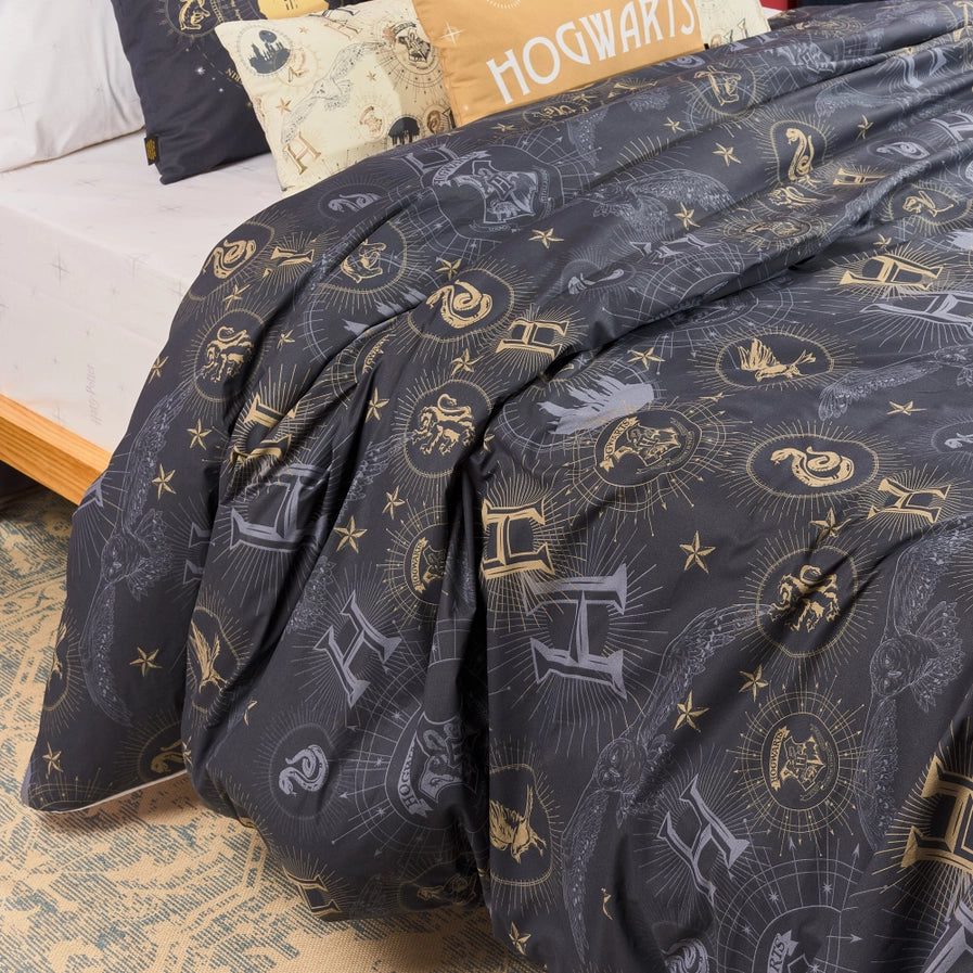 Harry Potter Hogwarts Gold & Black Duvet Cover 100% Cotton