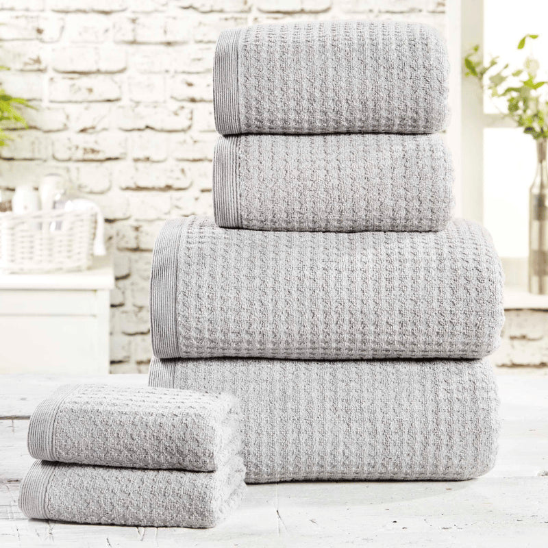 100% Cotton Waffle Design 6 Piece Towel Bale