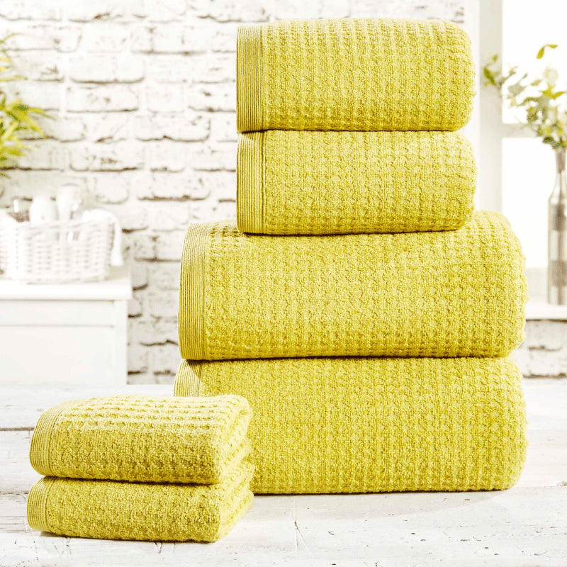 100% Cotton Waffle Design 6 Piece Towel Bale