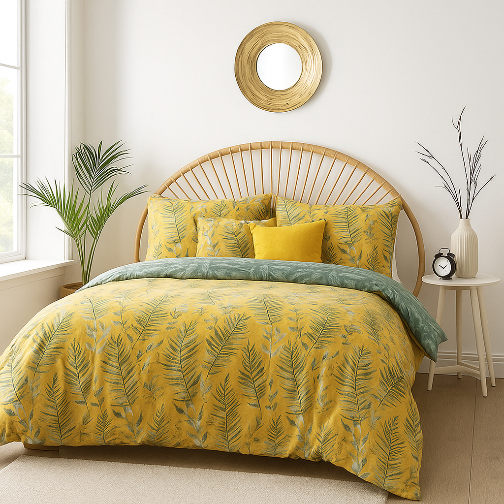 Mazari Exotic Jungle Duvet Cover Set Mustard