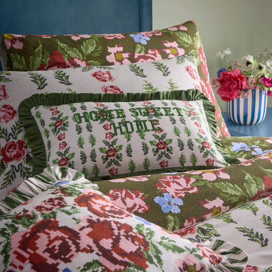 Feeoni Cottage Floral Duvet Cover Set Willow Green