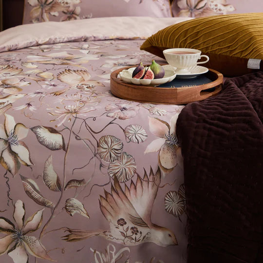 Floella Printed Duvet Cover Set in Purple