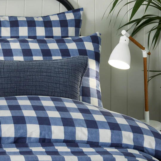 Hartsford Gingham Check Duvet Cover Set in Navy