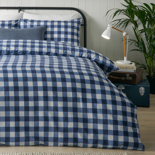 Hartsford Gingham Check Duvet Cover Set in Navy