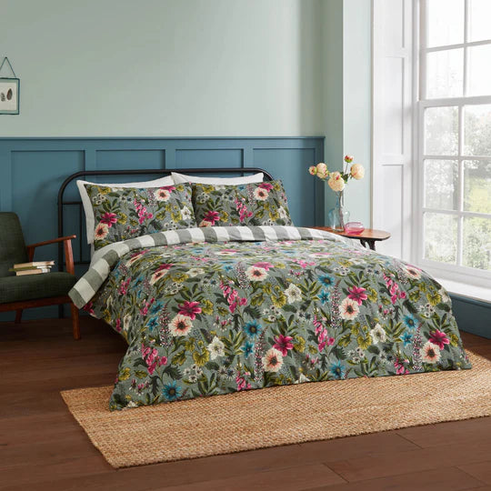 Hidcote Manor Botanical Duvet Cover Set Petrol