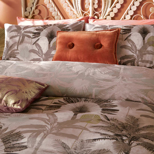 Malaysian Palm Duvet Cover Set in Blush Pink