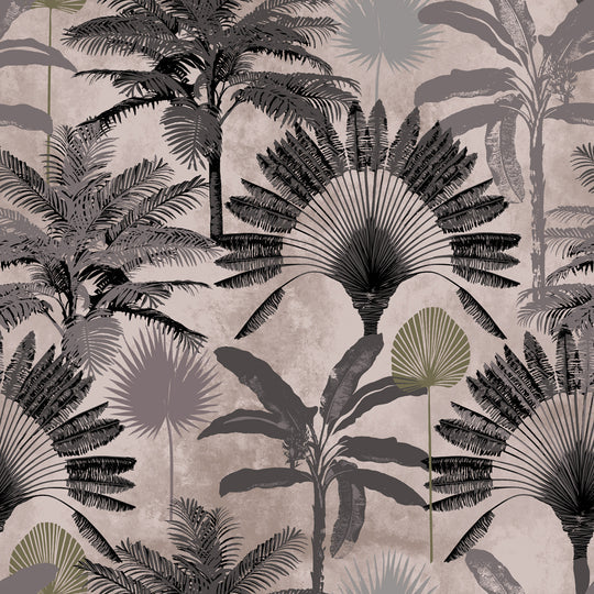 Malaysian Palm Duvet Cover Set in Blush Pink