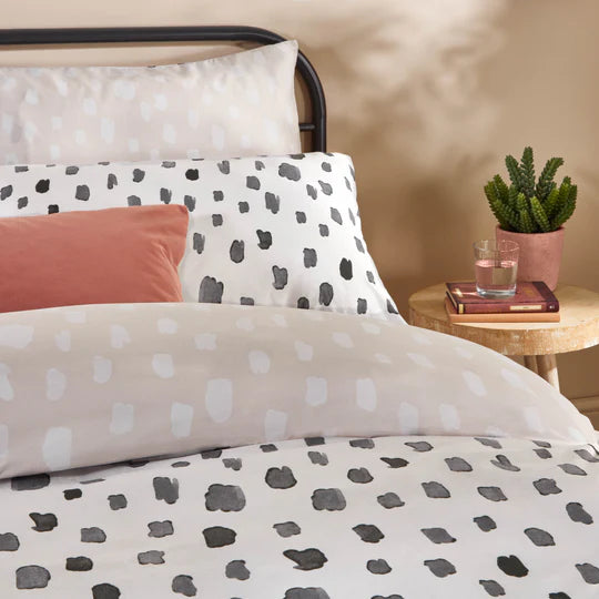 Robi Printed Soft Touch Duvet Cover Set Linen/Charcoal