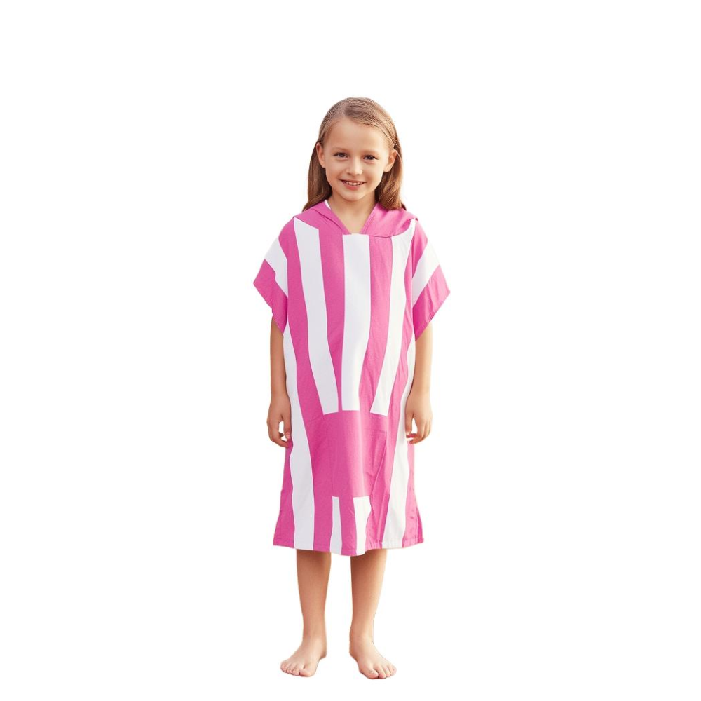 Childs One Size Towelling Poncho Stripe