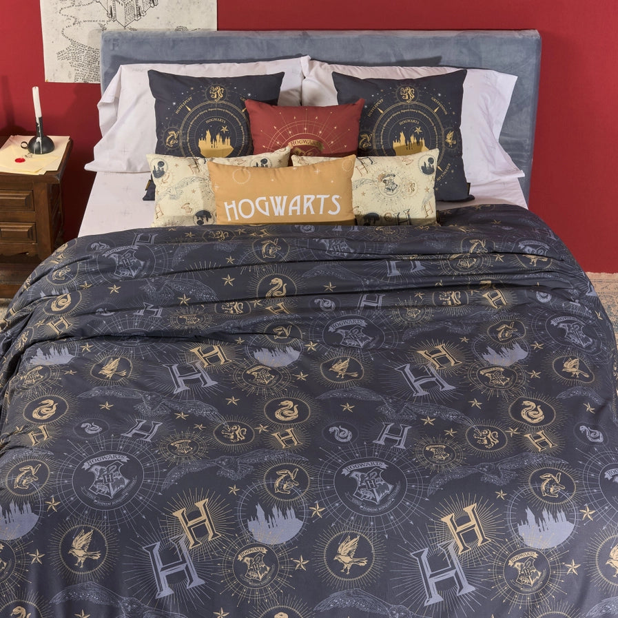 Harry Potter Hogwarts Gold & Black Duvet Cover 100% Cotton